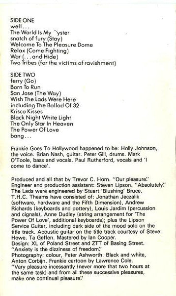 Frankie Goes To Hollywood - Welcome To The Pleasuredome *CASSETTE* | Near Mint (NM) Near Mint (NM) - SYNTH-POP / USED *NEAR MINT*