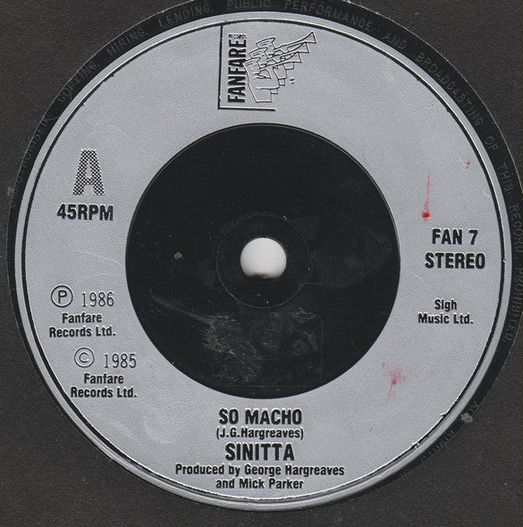 Sinitta - So Macho! *7"* | Near Mint (NM) Near Mint (NM) - SYNTH-POP / USED *NEAR MINT*