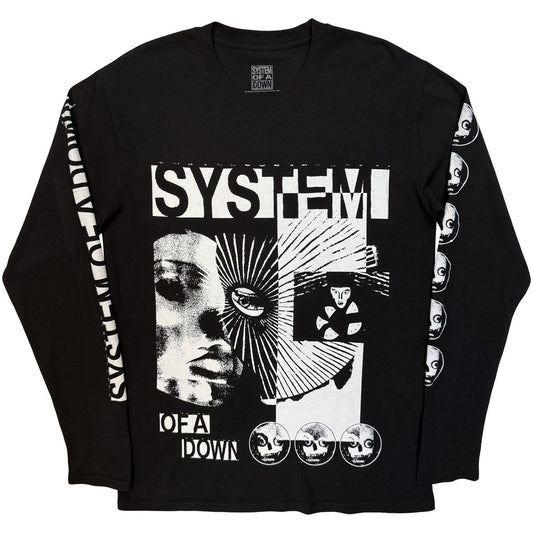 System Of A Down - Hypno Hi-Contrast Unisex Long Sleeve T-Shirt (Black) |