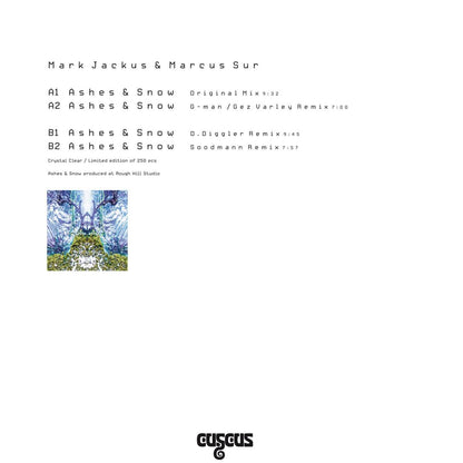 Mark Jackus, Marcus Sur - (PRESALE 07/31/26) Ashes & Snow (BLUE VINYL 12" CusCus Limited CCLDT001) | NEW Mint (M) Mint (M) - TECH HOUSE *NEW/COLOR*
