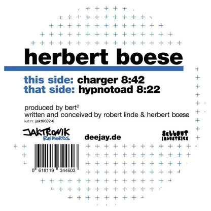 Herbert Boese - (PRESALE TBD) Charger / Hypnotoad (BLUE VINYL 12" Jaktronik) | NEW - TECH HOUSE *NEW/COLOR*