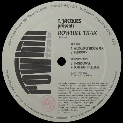 T. Jacques - (PRESALE TBD) Rowhill Trax (VINYL 12" Rowhill Trax) | NEW - TECH HOUSE *NEW*