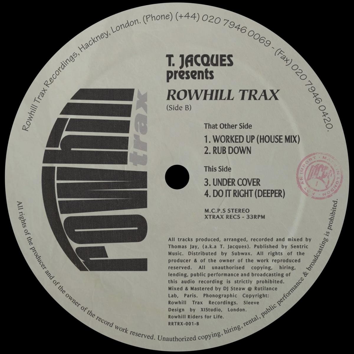 T. Jacques - (PRESALE TBD) Rowhill Trax (VINYL 12" Rowhill Trax) | NEW - TECH HOUSE *NEW*
