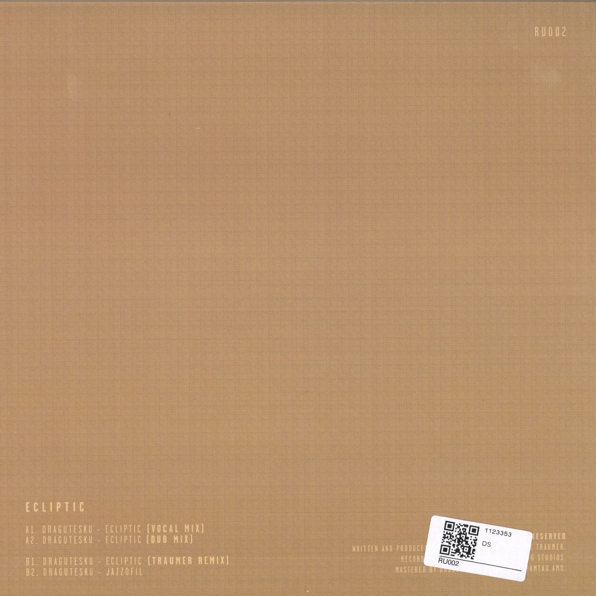 Dragutesku - Ecliptic (VINYL 12" Raru RU002 2024) | Mint (M) Mint (M) - TECH HOUSE *NEW*