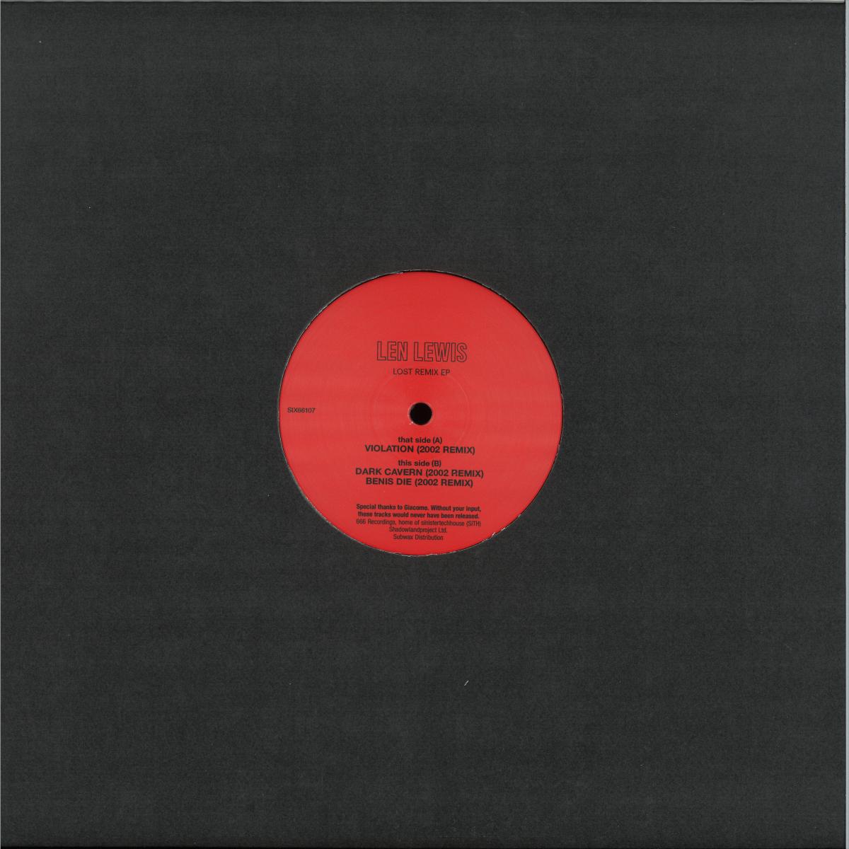 Len Lewis - Lost Remix (VINYL 12" 666) | NEW - TECH HOUSE *NEW*