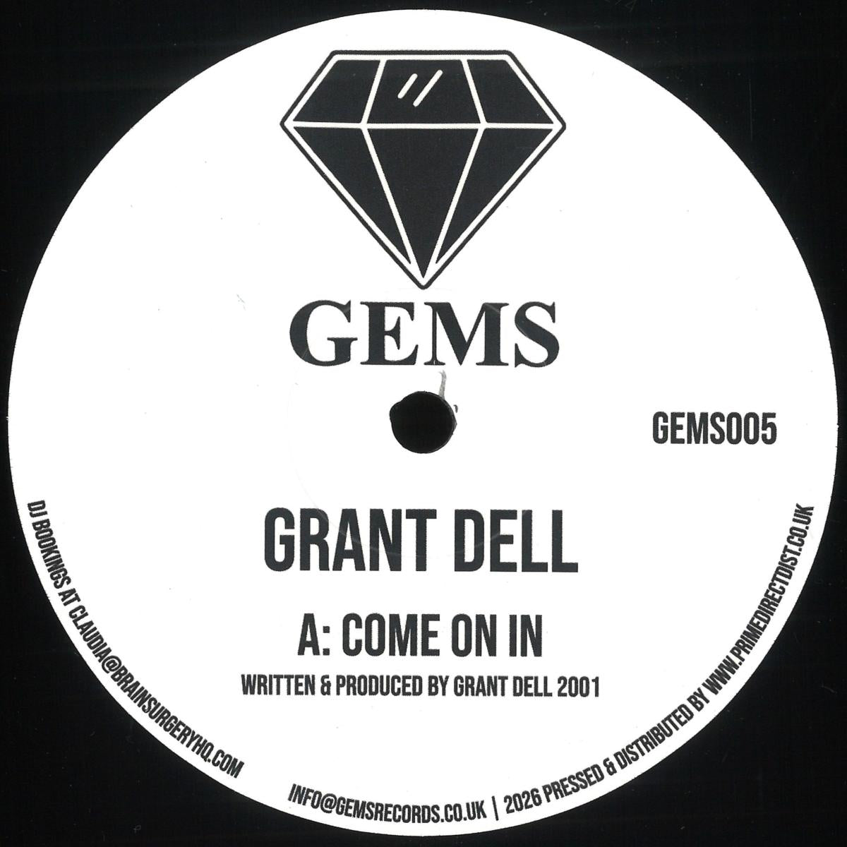Grant Dell - Come On In / We Go deep (VINYL 12" GEMS GEMS005) | NEW Mint (M) Mint (M) - TECH HOUSE *NEW*