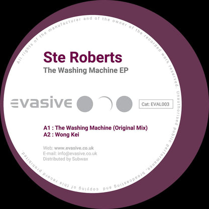 Ste Roberts - (PRESALE TBD) The Washing Machine EP (VINYL 12" Evasive) | NEW - TECH HOUSE *NEW*