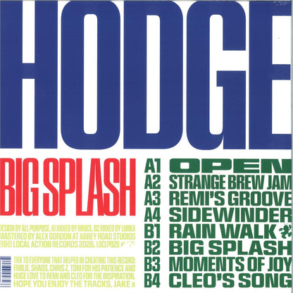 Hodge - Big Splash (VINYL LP Local Action) | NEW - TECH HOUSE *NEW*