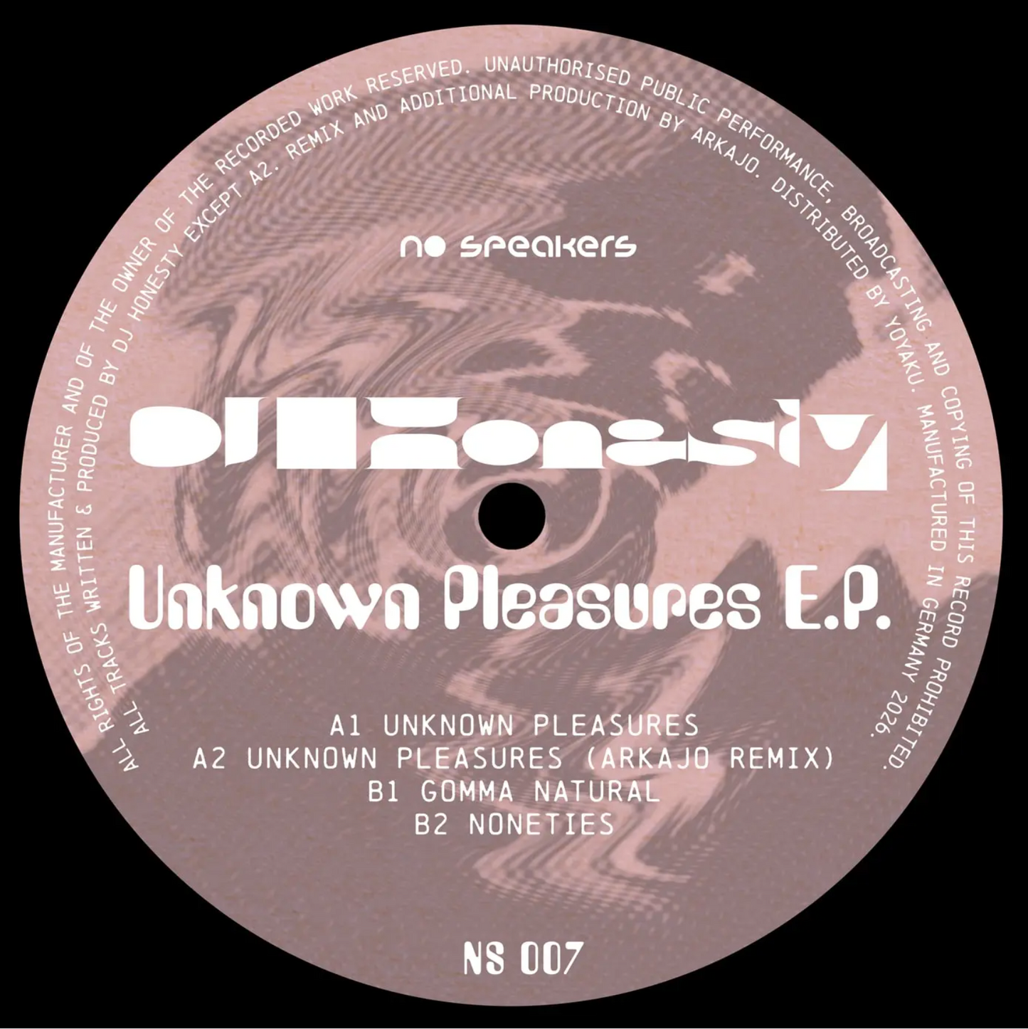 DJ Honesty, Arkajo - (PRESALE 7/13/26) Unknown Pleasures EP (VINYL) | Mint (M) Mint (M) - TECH HOUSE *NEW*