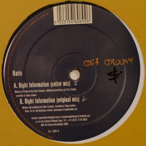 Right Information (12" VINYL) | Very Good Plus (VG+) Generic - TECH HOUSE / USED *VERY GOOD+*