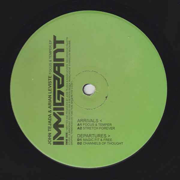 John Tejada & Arian Leviste - Focus & Temper EP | Very Good Plus (VG+) Near Mint (NM) - TECH HOUSE / USED *VERY GOOD+*