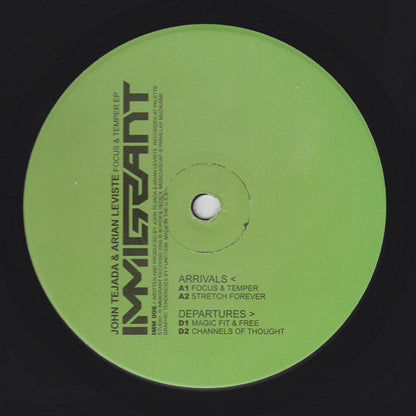 John Tejada & Arian Leviste - Focus & Temper EP | Very Good Plus (VG+) Near Mint (NM) - TECH HOUSE / USED *VERY GOOD+*