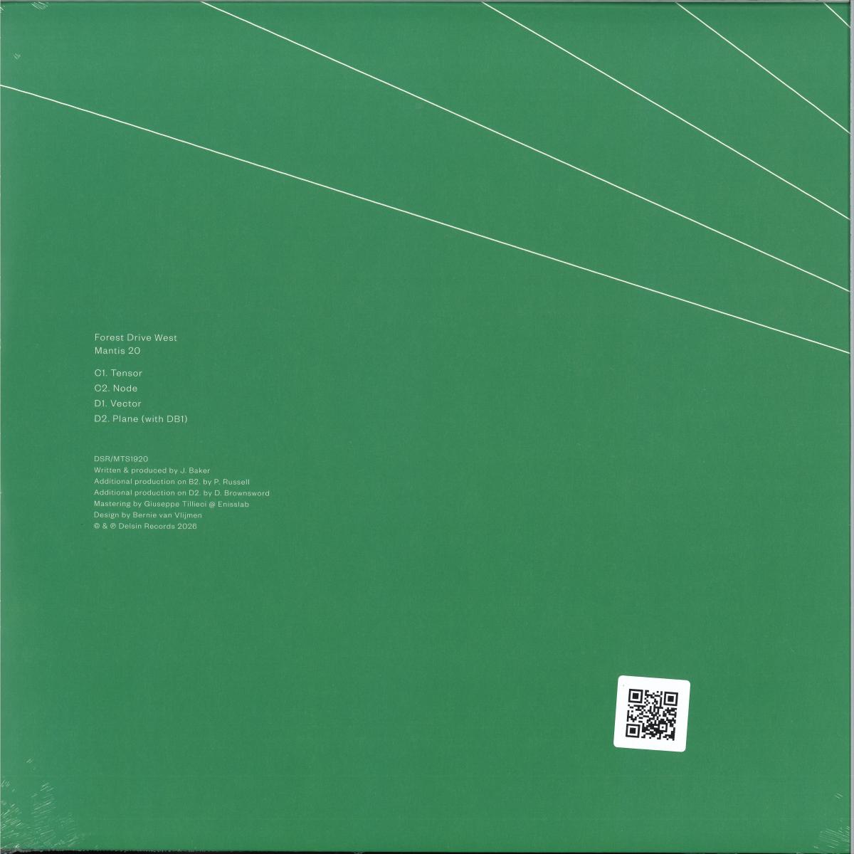 Forest Drive West - Mantis 1920 (VINYL 2xLP Delsin Records DSR/MTS1920) | NEW Mint (M) Mint (M) - TECHNO/DEEP *SEALED*