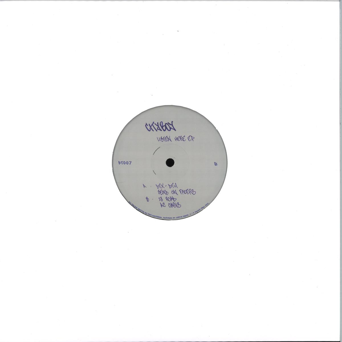 Cityboy - Listen Here (VINYL 12" Palace Trax) | NEW - TECHNO/ELECTRO *NEW*