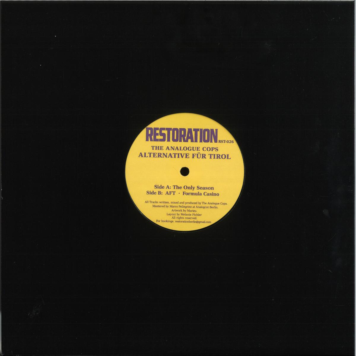 THE ANALOGUE COPS - Alternative für Tirol (VINYL 12" Restoration RST-026 2026) | NEW - TECHNO/ELECTRO *NEW*