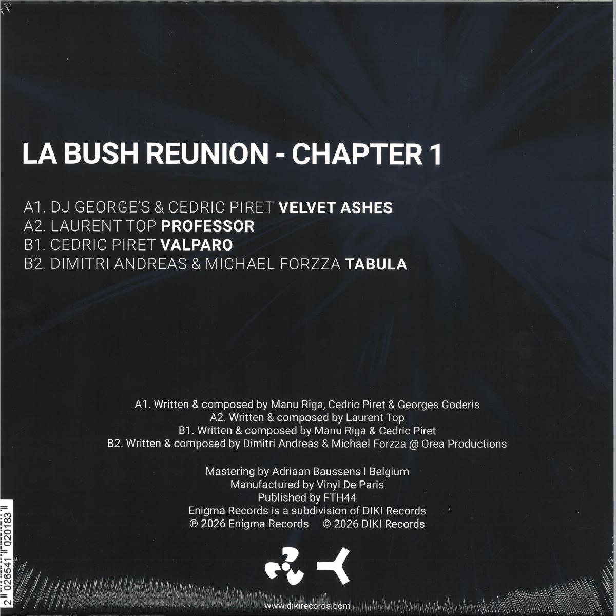 Various - LA BUSH REUNION - CHAPTER 1 (BLUE MARBLED VINYL 12" Enigma ENIGMA201018) | NEW Mint (M) Mint (M) - TECHNO *NEW/COLOR*