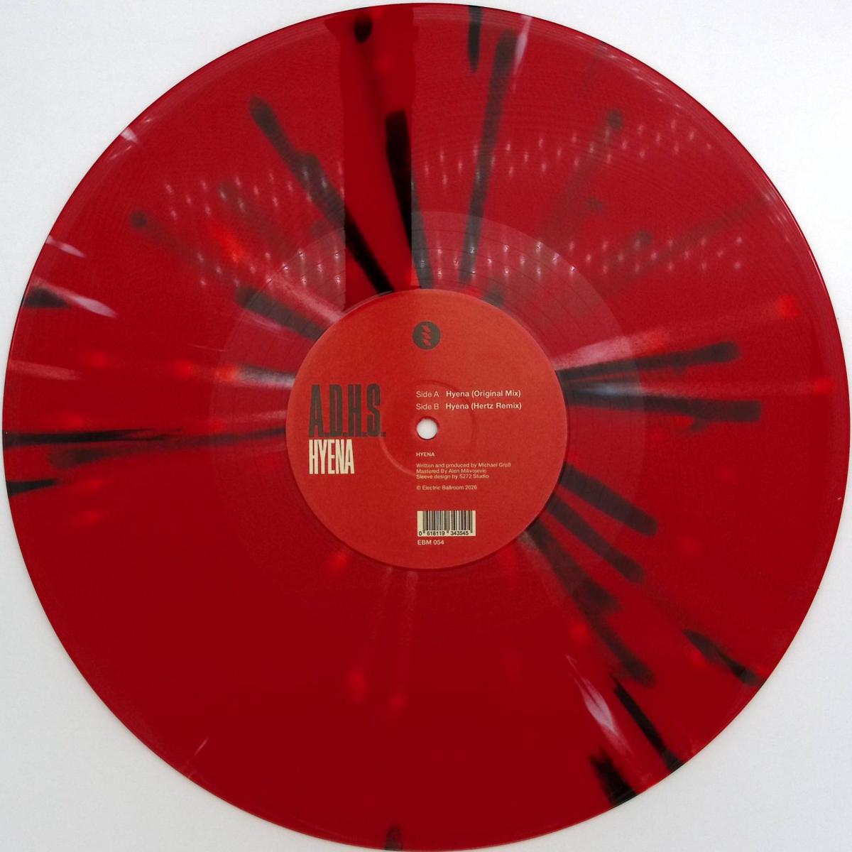 A.D.H.S. - Hyena (RED SPLATTER VINYL 12" Electric Ballroom) | NEW - TECHNO *NEW/COLOR*