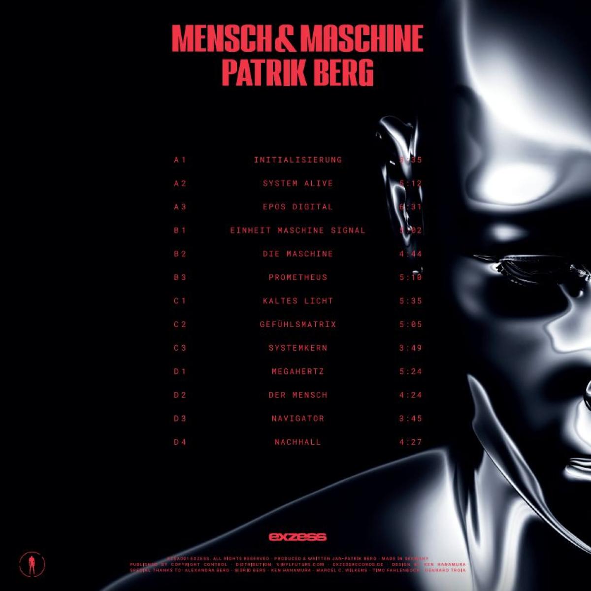 Patrik Berg - (PRESALE 09/08/26) Mensch & Maschine (CLEAR VINYL 2xLP Exzess) | NEW - TECHNO *NEW/COLOR*