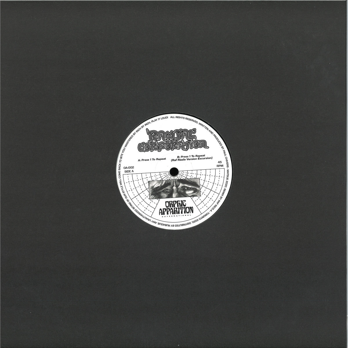 Ramjac Corporation - Press 1 To Repeat (VINYL 12" Orphic Apparition) | NEW - TECHNO *NEW*