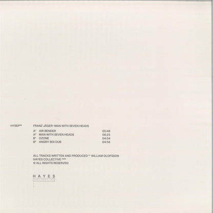 Franz Jäger - (PRESALE 10/9/26) Man With Seven Heads (VINYL LP Hayes) | NEW - TECHNO *NEW*