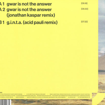 Acid Pauli - (PRESALE 10/8/26) Gwar Is Not The Answer (VINYL 12" All Is Acid) | NEW - TECHNO *NEW*