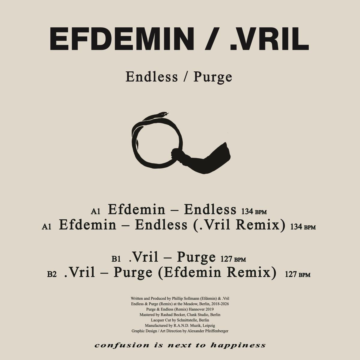 Efdemin / .Vril - (PRESALE 11/6/26) Endless / Purge (VINYL 12" CINTH) | NEW - TECHNO *NEW*