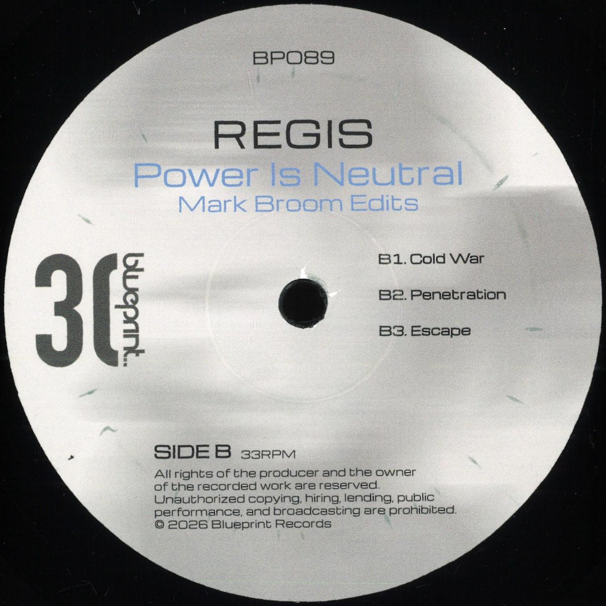 Regis - Power Is Neutral (Mark Broom Edits) (VINYL 12" Blueprint) | NEW - TECHNO *NEW*