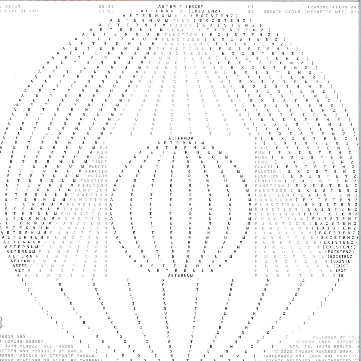 Function - Aeternum (VINYL 12" Tresor TRESOR369 2026) | NEW - TECHNO *NEW*