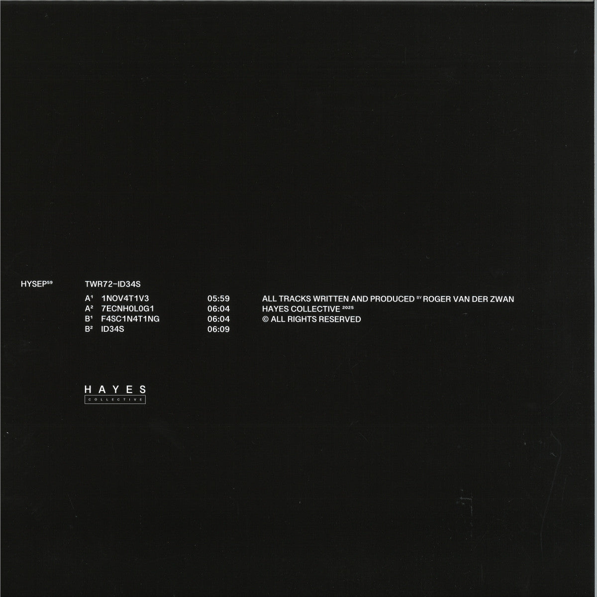 TWR72 - (PRESALE 10/20/26) ID34S (VINYL 12" Hayes) | NEW Mint (M) Mint (M) - TECHNO *NEW*