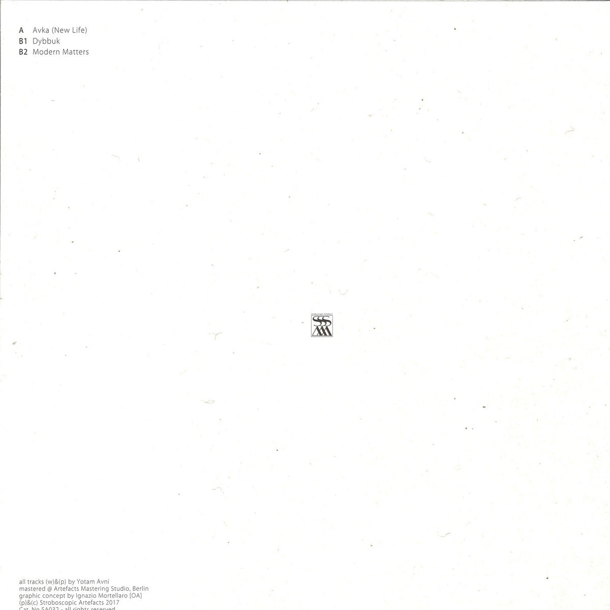 Yotam Avni - Perlude To Dybbuk (VINYL 12" Stroboscopic Artefacts) | NEW - TECHNO *NEW*