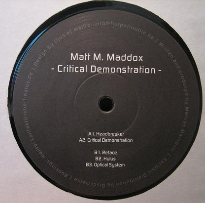 Critical Demonstration | Excellent (EX) Very Good Plus (VG+) - TECHNO / USED *EXCELLENT+*