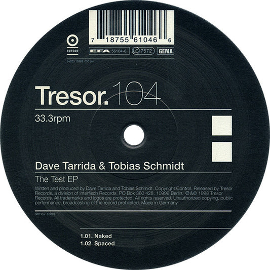 Dave Tarrida & Tobias Schmidt The Test EP 12" Very Good Plus (VG+) Generic