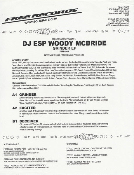 Grinder EP | Very Good Plus (VG+) Very Good Plus (VG+) - TECHNO / USED *VERY GOOD+*