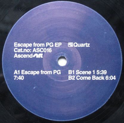 Quartz - Escape From PG EP (VINYL) | Very Good Plus (VG+) Generic - TECHNO / USED *VERY GOOD+*