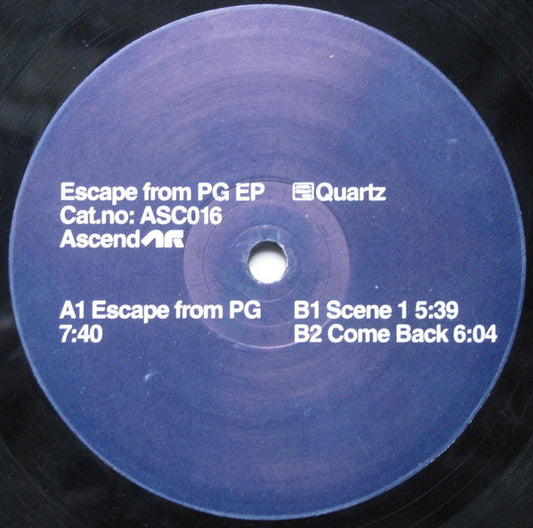 Quartz - Escape From PG EP (VINYL) | Very Good Plus (VG+) Generic - TECHNO / USED *VERY GOOD+*