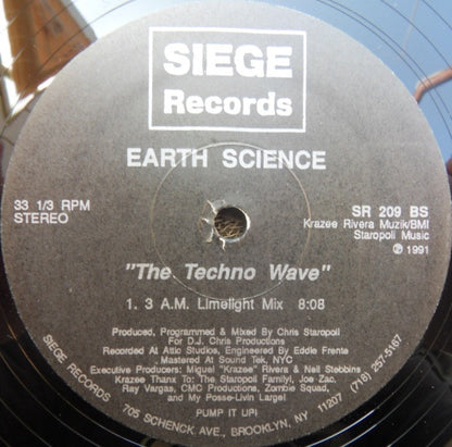 Earth Science - It's So Good (VINYL 12" SIEGE SR 209 1991) | USED Very Good Plus Plus (VG++) Generic - TECHNO / USED *VERY GOOD++*