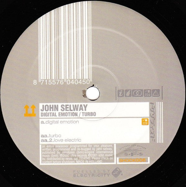 John Selway - Digital Emotion / Turbo | Very Good (VG) Excellent (EX) - TECHNO / USED *VERY GOOD*