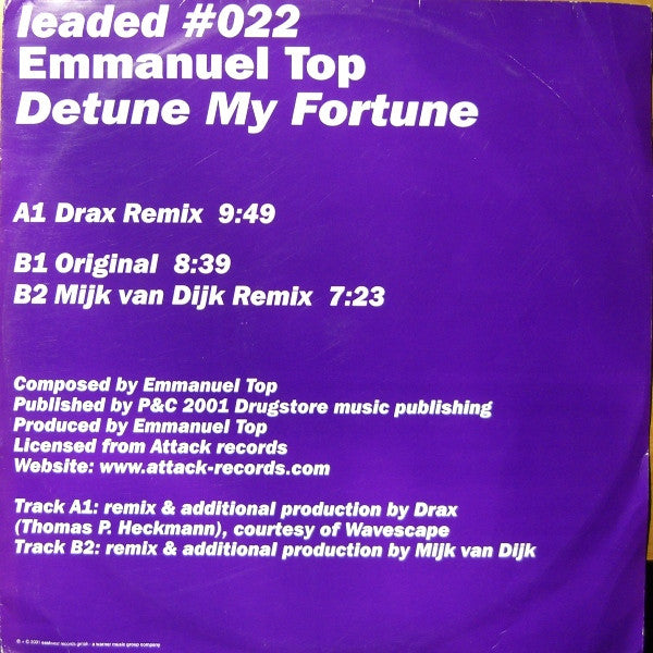Emmanuel Top - Detune My Fortune | - TECHNO / USED *VERY GOOD*