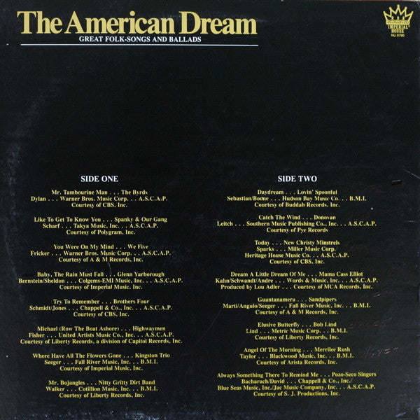 Various The American Dream - Great Folk Songs And Ballads Near Mint (NM or M-) Very Good Plus (VG+)