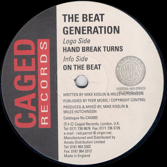 The Beat Generation Hand Break Turns / On The Beat Caged Records 12" Very Good Plus (VG+) Generic