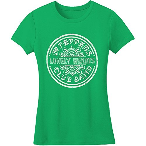 The Beatles Sgt Pepper Juniors Ss T-Shirt - Kelly Green-Large |