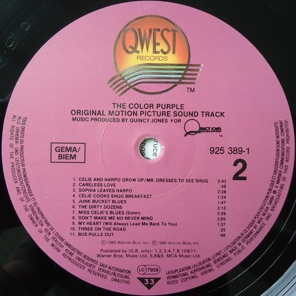 The Color Purple (Original Motion Picture Sound Track) | Near Mint (NM) Very Good Plus (VG+)