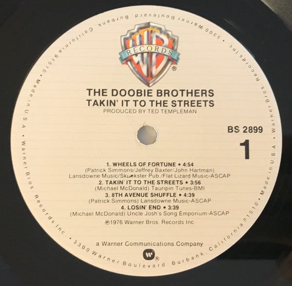 The Doobie Brothers Takin' It To The Streets Warner Bros. Records LP, Album, RP, Los Near Mint (NM or M-) Very Good Plus (VG+)