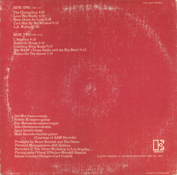 The Doors L.A. Woman Elektra LP, Album, RE, San Very Good Plus (VG+) Very Good Plus (VG+)