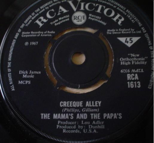 The Mamas & The Papas Creeque Alley RCA Victor 7", Single Very Good Plus (VG+) Generic