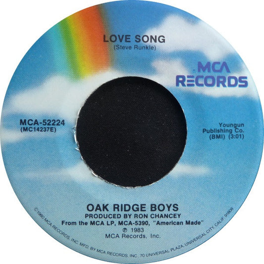 The Oak Ridge Boys Love Song MCA Records 7", Single, Pin Very Good Plus (VG+) Very Good Plus (VG+)