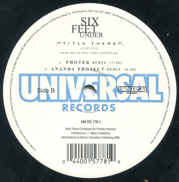 Thomas Newman Six Feet Under Title Theme (Remixed) HBO, UMG Soundtracks, Universal Records 12" Near Mint (NM or M-) Near Mint (NM or M-)