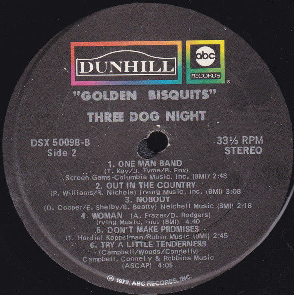 Three Dog Night Golden Bisquits Dunhill, ABC Records LP, Comp, Club Very Good Plus (VG+) Very Good Plus (VG+)
