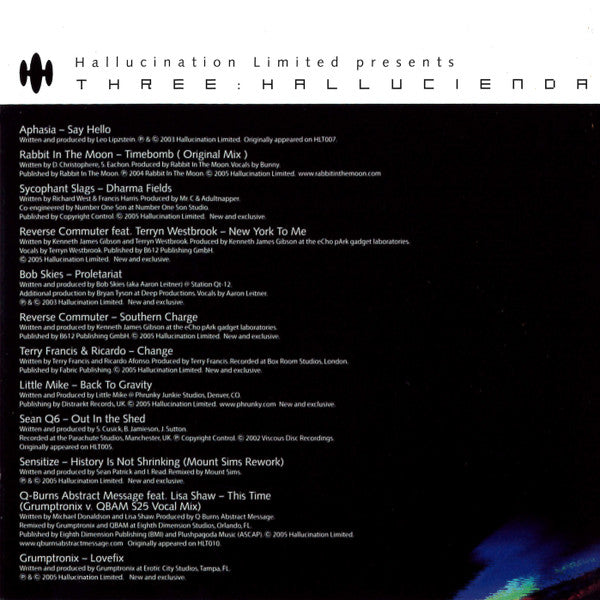 Hallucination Limited Presents: Three : Hallucienda | Mint (M) Mint (M) - TECH HOUSE/PROG