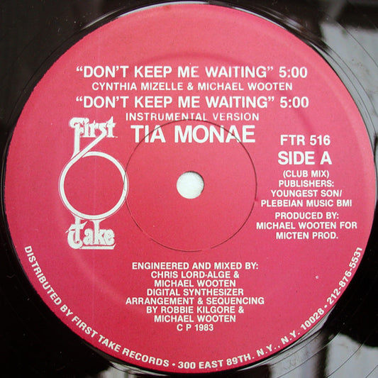 Tia Monae Don't Keep Me Waiting First Take Records 12" Mint (M) Generic